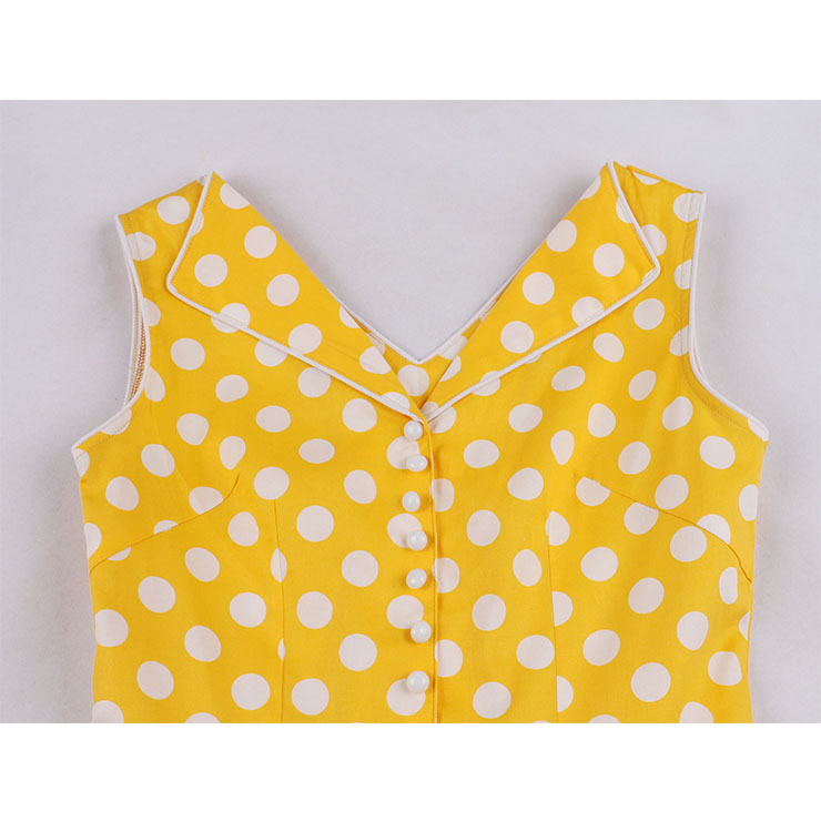 Retro Polka Dots Midi Dress, Fashion A-line Swing Dress, Retro Dresses for Women 1960, Vintage Dresses 1950