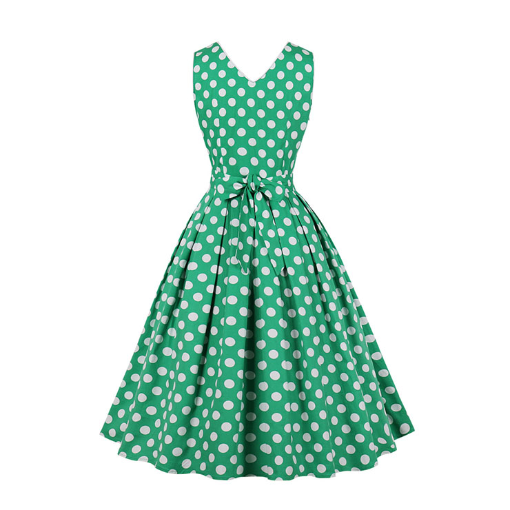 Retro Polka Dots Midi Dress, Fashion A-line Swing Dress, Retro Dresses for Women 1960, Vintage Dresses 1950