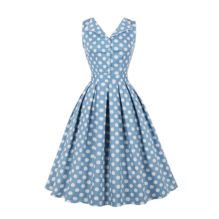 Retro Polka Dots Midi Dress, Fashion A-line Swing Dress, Retro Dresses for Women 1960, Vintage Dresses 1950
