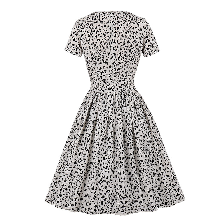 Retro Leopard Dresses for Women 1960, Vintage Cocktail Party Dress, Fashion Casual Office Lady Dress, Retro Party Dresses for Women 1960, Vintage Dresses 1950