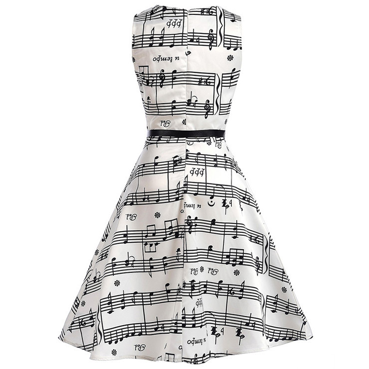 Vintage Dresses for Girls, Floral Print Dress, Sleeveless Dress, Round Collar Dress, Back Zipper Dress, Retro Dresses for Girls, Swing Dress, #N15483