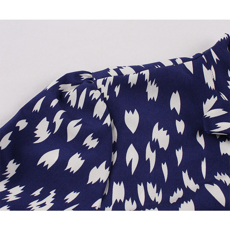 Bow-knot Tie Collar Party Dresses, Cute Summer Swing Dress, Retro  Print Dresses for Women 1960, Vintage Dresses 1950