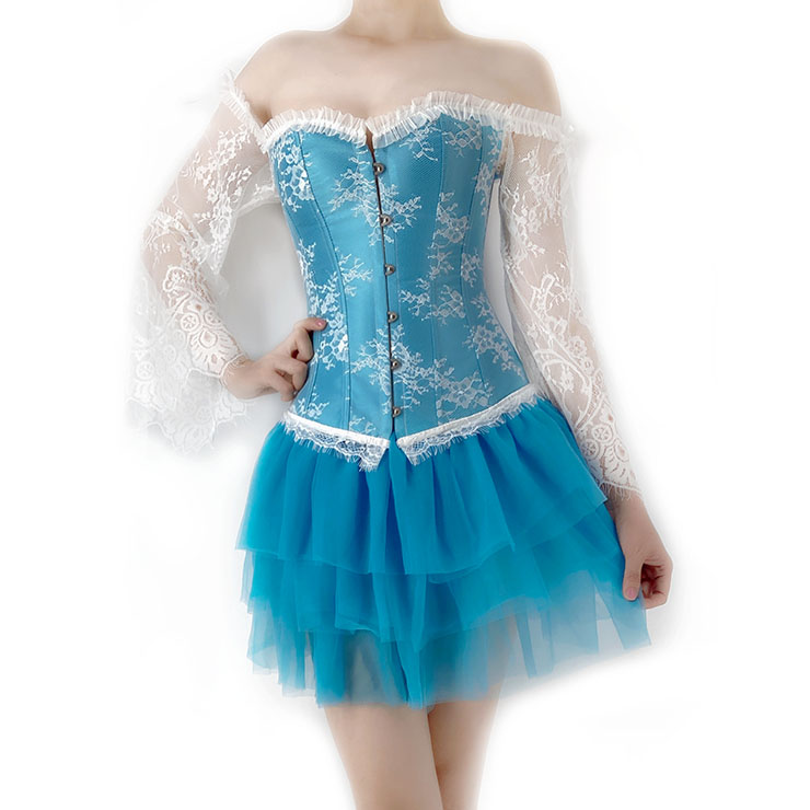 Sexy Gothic Overbust Corset Dress, Burlesque Overbust Corset with Tutu Skirt, Steampunk Brocade Bodyshaper Corset, Sexy Gothic Jacquard Corset, Jacquard Waist Cincher Shapewear, #N22230