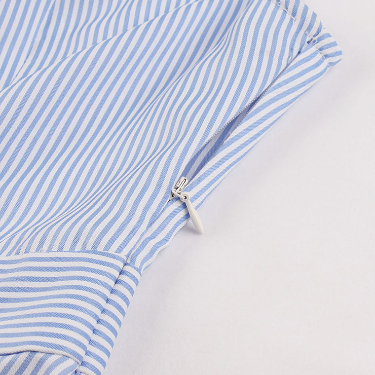 Vintage Dresses for Women, Cocktail Party Dress, Vintage Stripe Print Swing Dresses, A-line Cocktail Party Swing Dresses, Fahion Stripe Print Vintage Dress, High Neck Vintage Day Dress, #N17688
