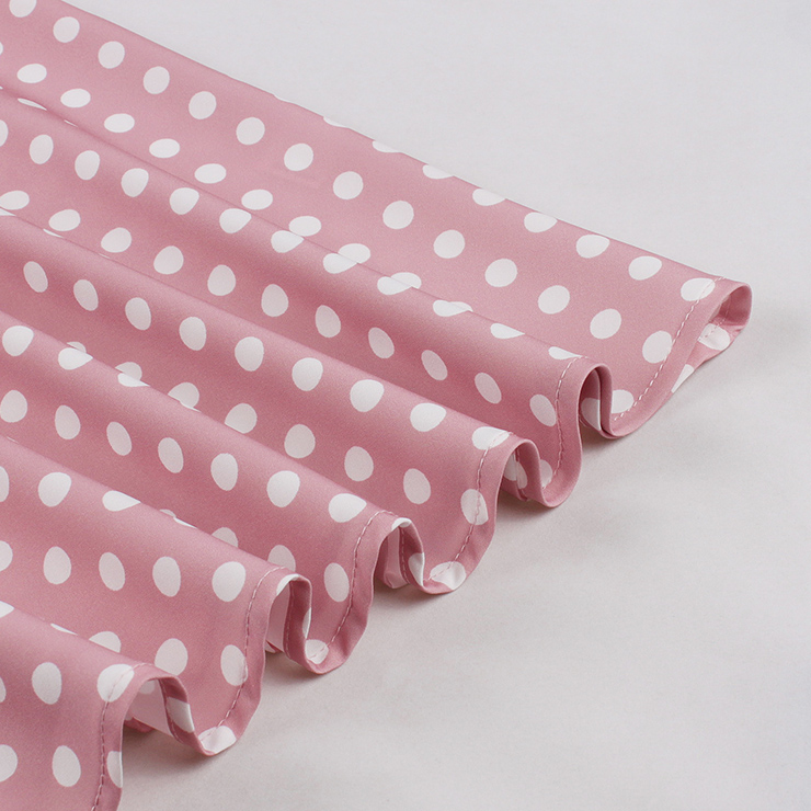 vintage dress, pink polka dot dress, halter swing dress, 1950s retro dress, pin-up dress, keyhole neck dress, flared skirt dress, summer dress, cocktail dress, rockabilly dress, feminine dress, classic polka dot, halter neck dress, vintage inspired, party dress #N23935