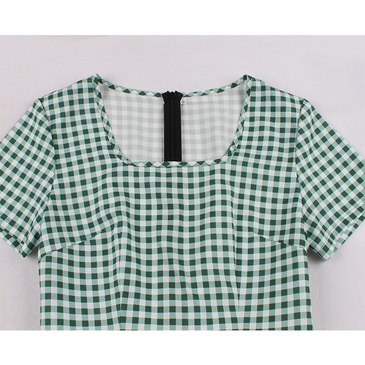 Retro Plaid Dresses for Women 1960, Vintage Cocktail Party Dress, Fashion Casual Office Lady Dress, Retro Party Dresses for Women 1960, Vintage Dresses 1950
