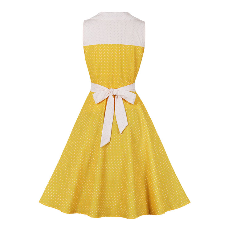 French Maiden Dresses, Polka Dots Summer Swing Dress, Retro Dresses for Women 1960, Vintage Dresses 1950