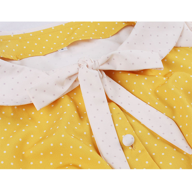 French Maiden Dresses, Polka Dots Summer Swing Dress, Retro Dresses for Women 1960, Vintage Dresses 1950
