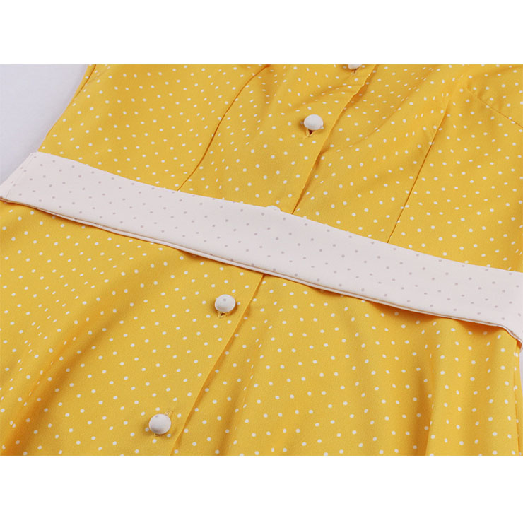 French Maiden Dresses, Polka Dots Summer Swing Dress, Retro Dresses for Women 1960, Vintage Dresses 1950
