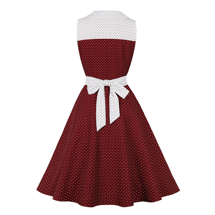 French Maiden Dresses, Polka Dots Summer Swing Dress, Retro Dresses for Women 1960, Vintage Dresses 1950