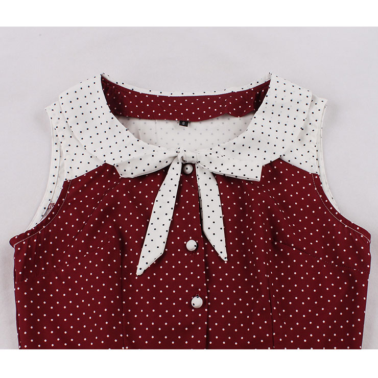 French Maiden Dresses, Polka Dots Summer Swing Dress, Retro Dresses for Women 1960, Vintage Dresses 1950