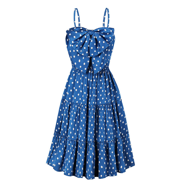 Vintage Polka Dots Dress, Fashion Polka Dots Summer Dress, High Waist A-line Swing Dress, Retro Dresses for Women 1960, Vintage Dresses 1950