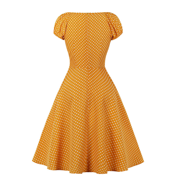 French Maiden Dresses, Polka Dots Summer Swing Dress, Retro Dresses for Women 1960, Vintage Dresses 1950