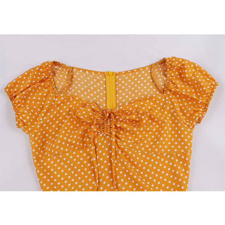 French Maiden Dresses, Polka Dots Summer Swing Dress, Retro Dresses for Women 1960, Vintage Dresses 1950