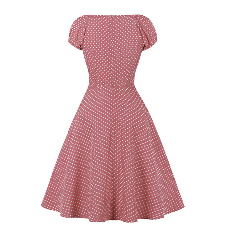 French Maiden Dresses, Polka Dots Summer Swing Dress, Retro Dresses for Women 1960, Vintage Dresses 1950