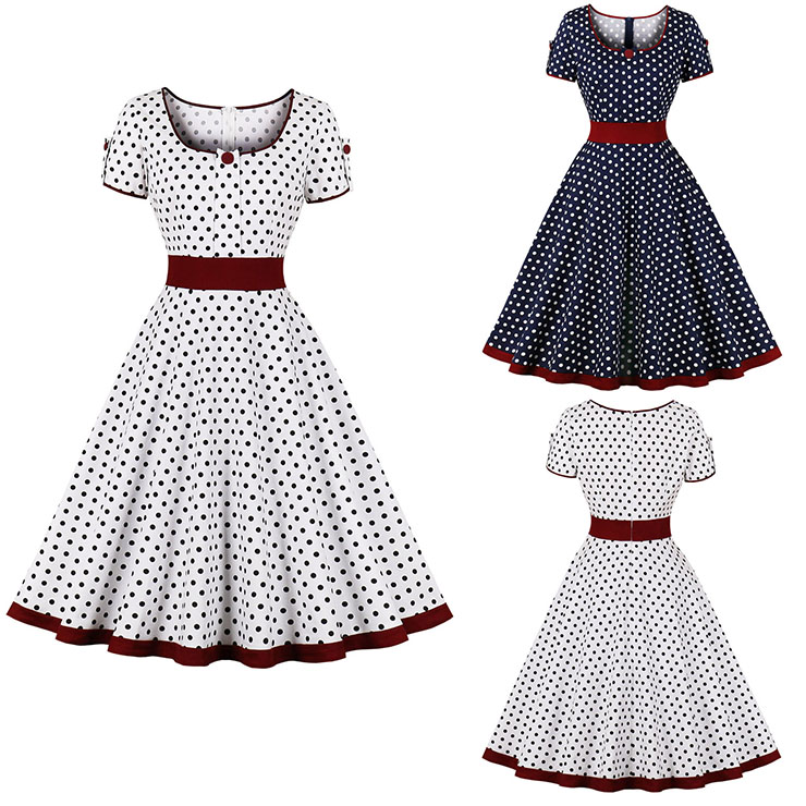 Vintage Lovely Dresses, Print Summer Swing Dress, Retro Dresses for Women 1960, Vintage Dresses 1950