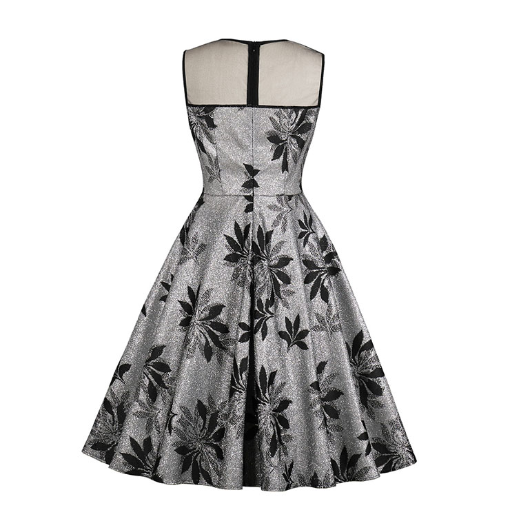 Cute Summertime Printed A-line Swing Dress, Retro Dresses for Women 1960, Vintage Dresses 1950