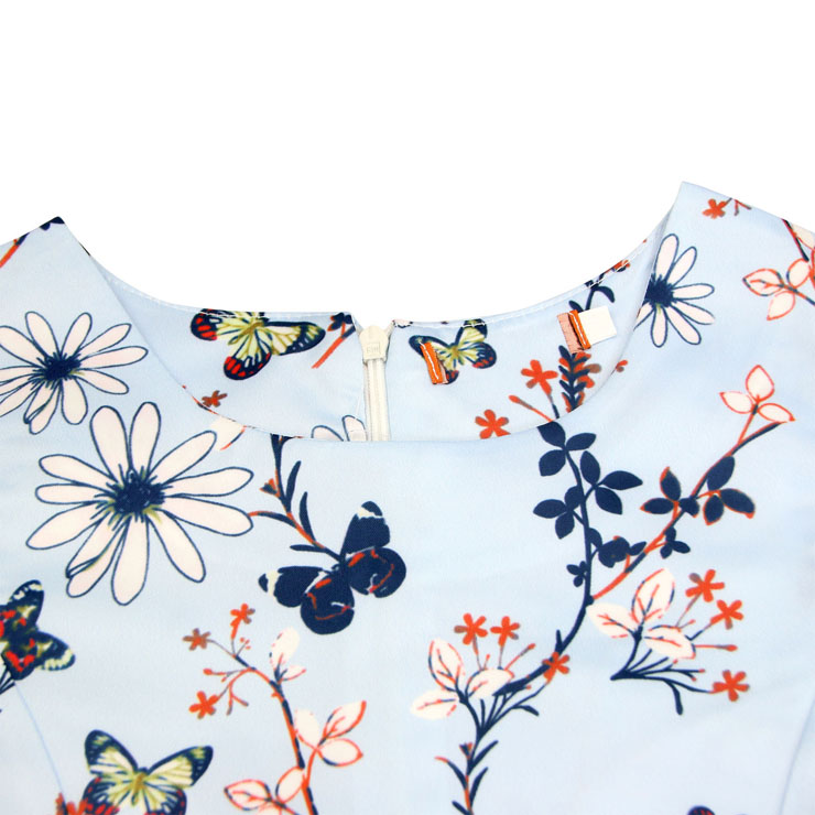Vintage Dresses for Mother and Daughter, Floral Print Family Matching Dress, Sleeveless Round Collar Printed Dress, Back Zipper Family Matching Dress, Retro Dresses for Mother and Daughter, A-Line Mother and Daughter Family Matching Dress, #N15482