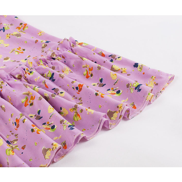 Bow-knot Tie Collar Party Dresses, Cute Summer Swing Dress, Retro Floral Print Dresses for Women 1960, Vintage Dresses 1950