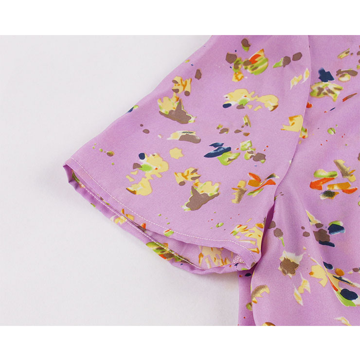 Bow-knot Tie Collar Party Dresses, Cute Summer Swing Dress, Retro Floral Print Dresses for Women 1960, Vintage Dresses 1950