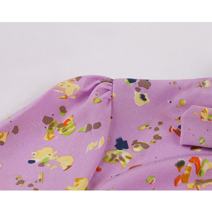Bow-knot Tie Collar Party Dresses, Cute Summer Swing Dress, Retro Floral Print Dresses for Women 1960, Vintage Dresses 1950
