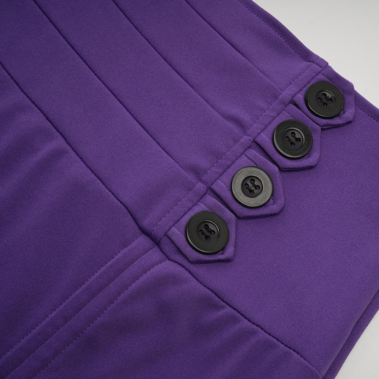 Gothic Party Purple High-low Skirt, High Wiat Button Skirt for Women, Gothic Cosplay High-low Skirt, Halloween Costume Skirt, Plus Size Skirt, Vintage Gothic Pirate Costume, #N22768