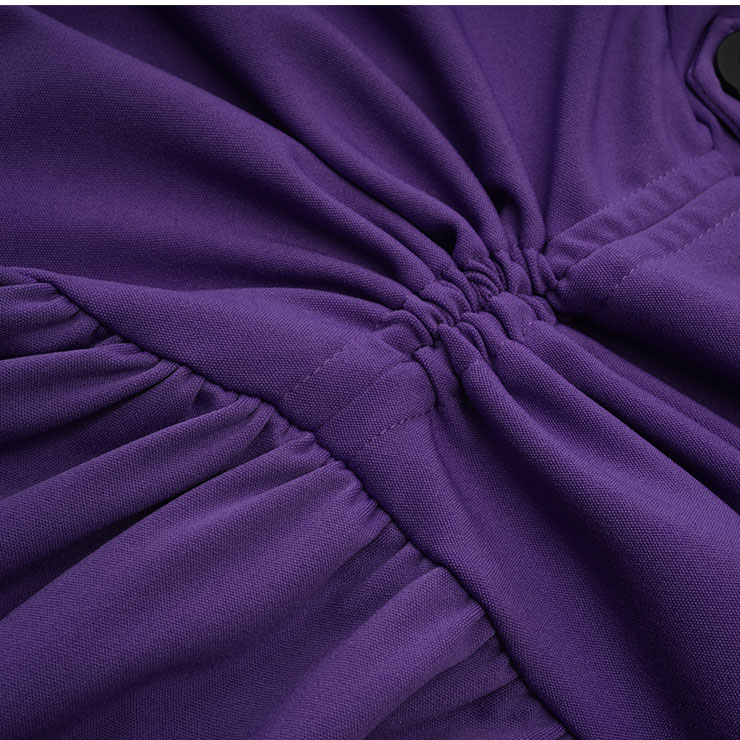 Gothic Party Purple High-low Skirt, High Wiat Button Skirt for Women, Gothic Cosplay High-low Skirt, Halloween Costume Skirt, Plus Size Skirt, Vintage Gothic Pirate Costume, #N22768