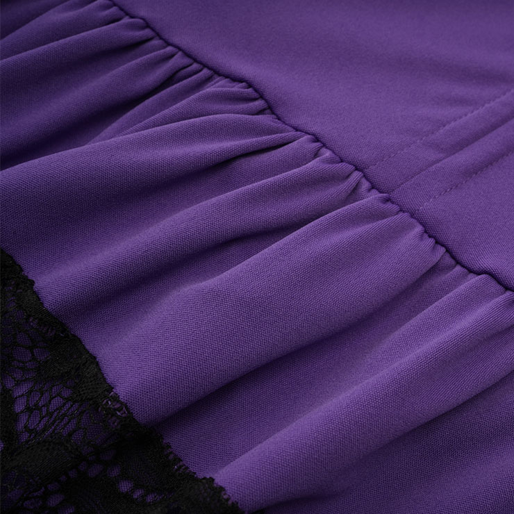 Gothic Party Purple High-low Skirt, High Wiat Button Skirt for Women, Gothic Cosplay High-low Skirt, Halloween Costume Skirt, Plus Size Skirt, Vintage Gothic Pirate Costume, #N22768