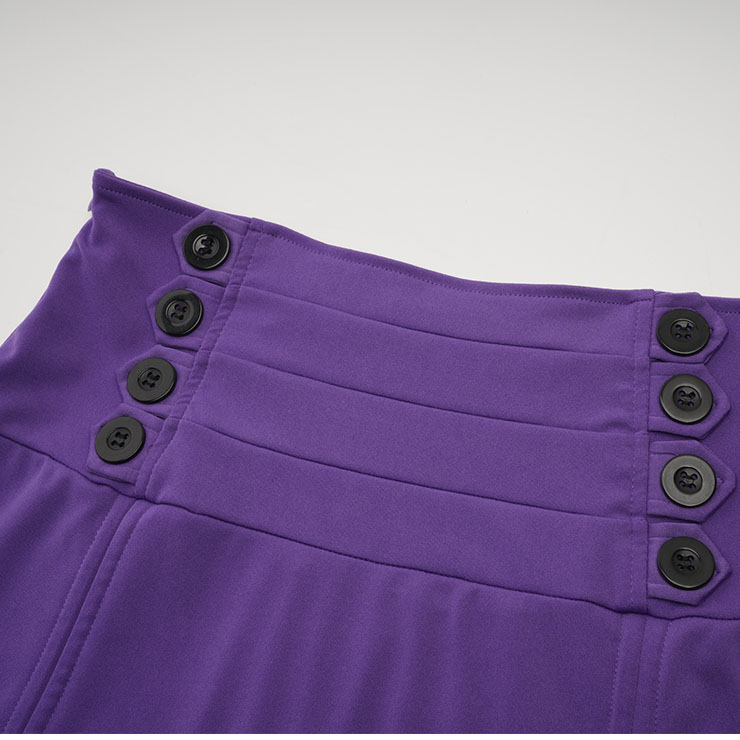 Gothic Party Purple High-low Skirt, High Wiat Button Skirt for Women, Gothic Cosplay High-low Skirt, Halloween Costume Skirt, Plus Size Skirt, Vintage Gothic Pirate Costume, #N22768