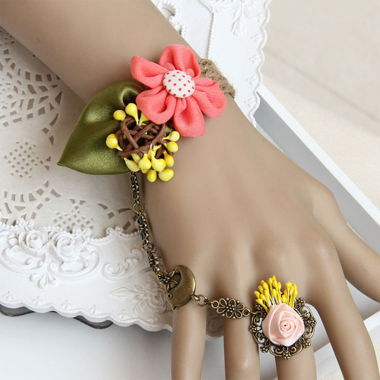 Vintage Bracelet, Gothic Bracelet, Cheap Wristband, Gothic Black Lace Bracelet, Victorian Bracelet, Retro Black Wristband, Bracelet with Ring, #J18027