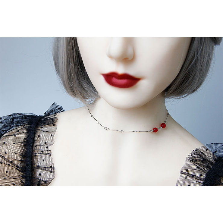 Vintage Style Alloy Necklace, New Gothic Choker Necklace, Sexy Red Beads Choker, Sexy Ruby Necklace, Cheap Floral Lace Chocker, Victorian Necklace for Women, Gothic Accessory, Sexy Lace Ornament, #J19699