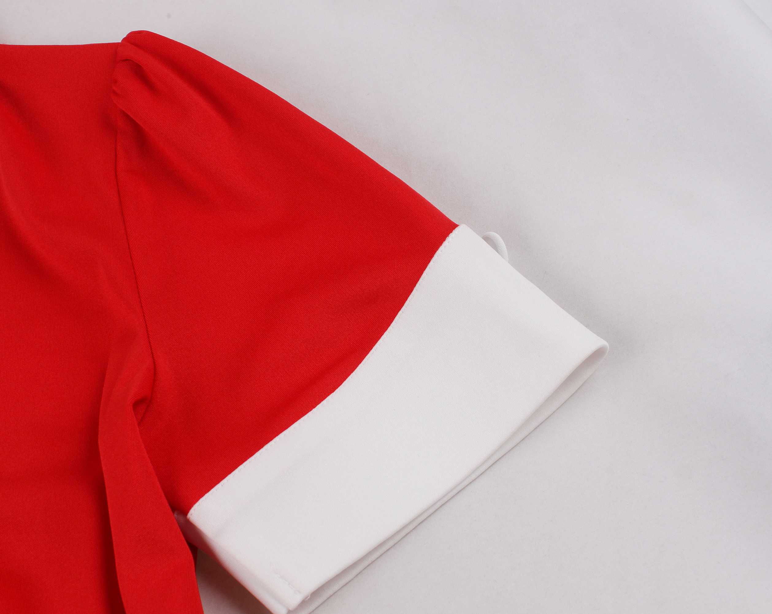 Strawberry print, Polka dot pattern, Red ribbon waist tie, Heart-shaped buttons, Classic collar, Short puffed sleeves, White lace cuffs, Flared A-line skirt, Vintage mini dress, Sweet and playful style #N23825