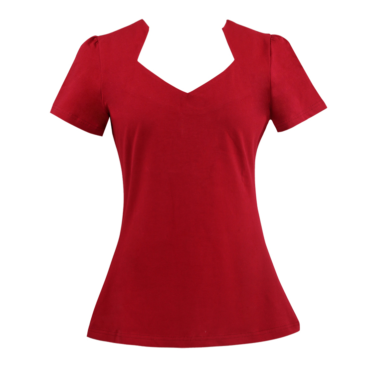 Vintage 1950's Red Cut Out Short Sleeve T-shirt N11855