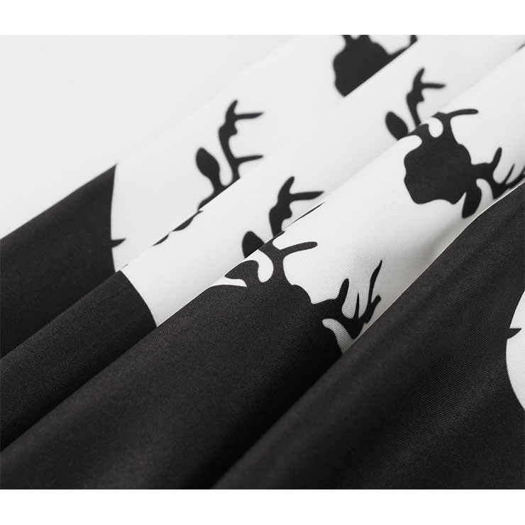 Retro Black and White Dress, Gothic Dresses for Women, Cocktail Party Dress, Elegant Party Dress, Vintage Lapel Short Sleeves Swing Dresses, A-line Cocktail Party Swing Dresses, Round Neck Vintage Day Dress, #N18647