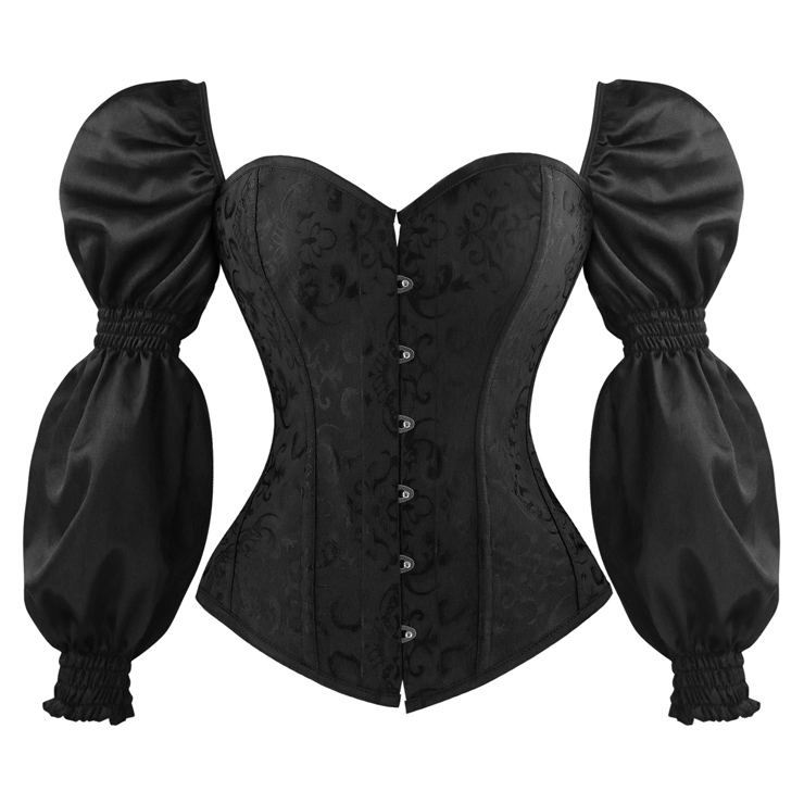 Vintage Renaissance Jacquard Brocade 12 Steel Boned Overbust Corset Top N14047