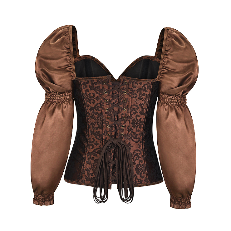 Steampunk Overbust Corset, Brocade Corset, Renaissance Corset Top, Black Gothic Corset, Vintage Corset for Women, Victorian Gothic Bodyshaper Wiast Cincher Overbust Corset, #N19576