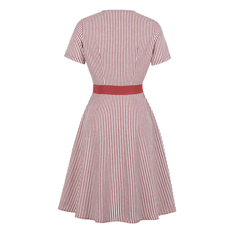 Cute Summer Swing Dress, Retro Pinstripe Dresses for Women 1960, Vintage Dresses 1950