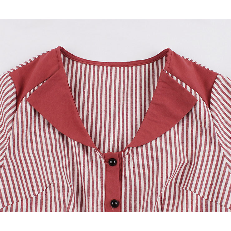 Cute Summer Swing Dress, Retro Pinstripe Dresses for Women 1960, Vintage Dresses 1950