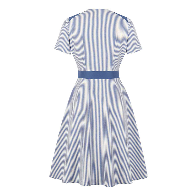 Cute Summer Swing Dress, Retro Pinstripe Dresses for Women 1960, Vintage Dresses 1950