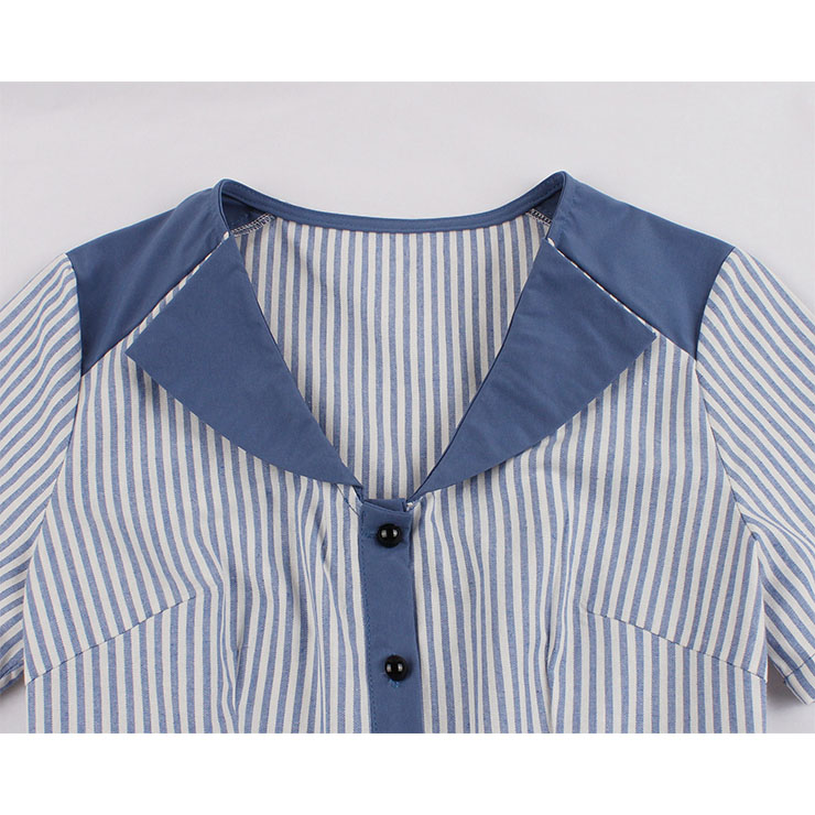 Cute Summer Swing Dress, Retro Pinstripe Dresses for Women 1960, Vintage Dresses 1950