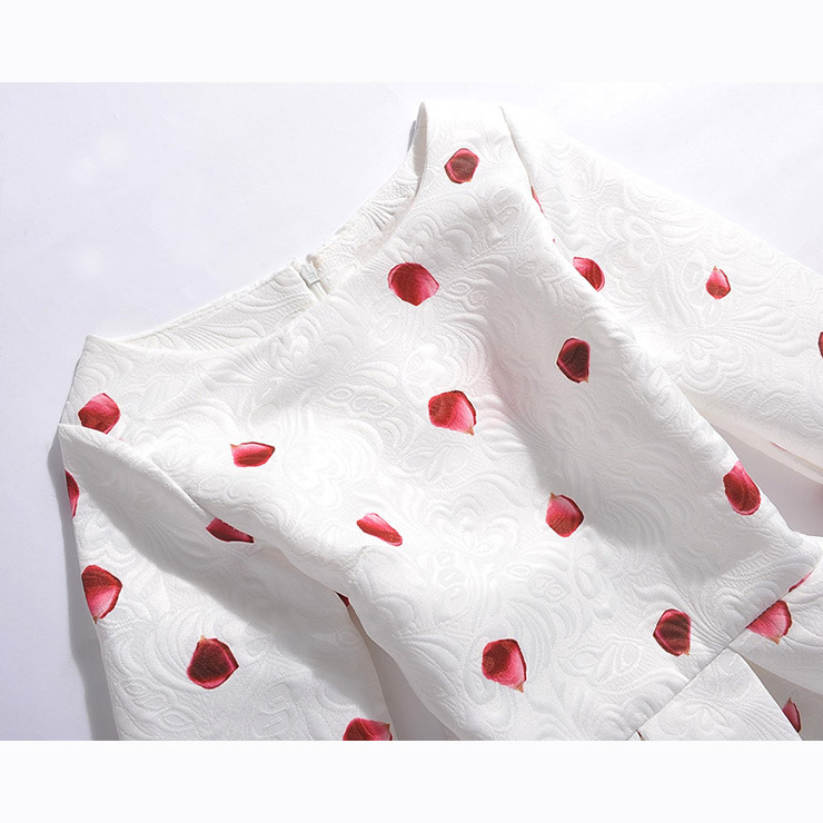 Rose Print Dress, Long Sleeve Dress, Round Collar Dress, Girls Lovely Dress, Vintage Dresses for Girls, Girls Swing Dress, Back Zipper Dress, A-Line Dress, #N15497