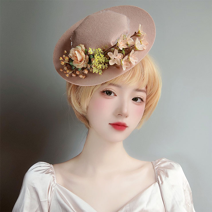 Bridal Wedding Party Headwear, Retro Fancy Fascinator Bowler-hat Hair Clip, Party Hairpin, Fashion Ball Hair Accessory, Fancy Victorian Style Fascinator Hair Clip, Vintage Fishnet Fascinator Hairpin for Women, Gothic Style Hair Clip, Halloween Party Hairclip, #J21680