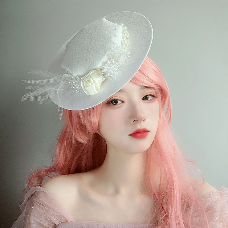 Bridal Wedding Party Headwear, Retro Fancy Fascinator Bowler-hat Hair Clip, Party Hairpin, Fashion Ball Hair Accessory, Fancy Victorian Style Fascinator Hair Clip, Vintage Fishnet Fascinator Hairpin for Women, Gothic Style Hair Clip, Halloween Party Hairclip, #J21679