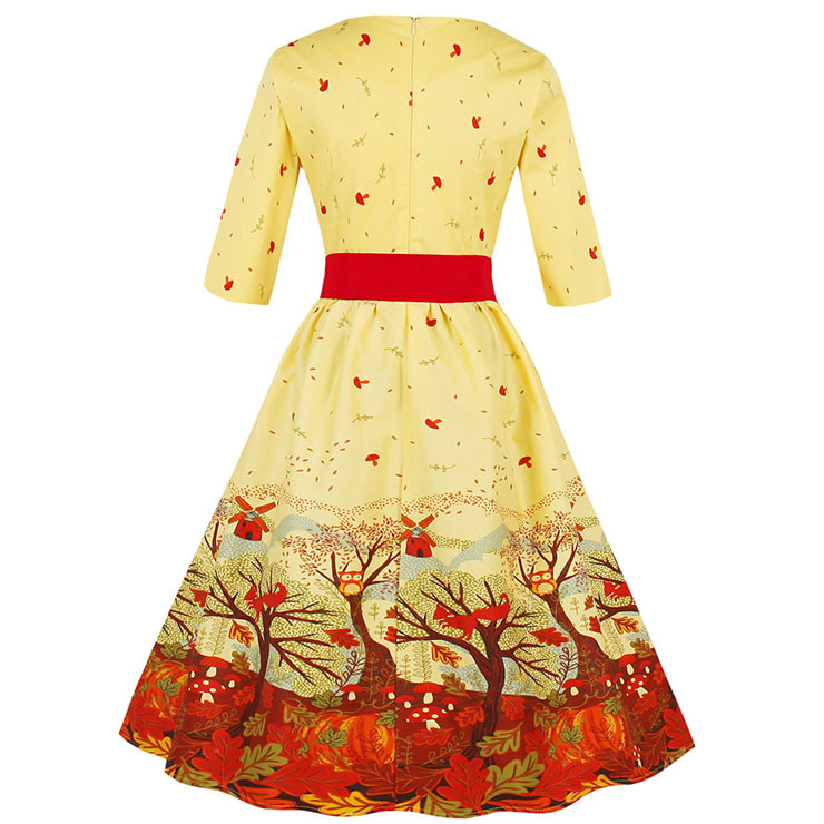  Vintage Dress for Women, Fashion Dresses for Women Cocktail Party, Casual Swing Dress, Half Sleeve Swing Dress, 50s Vintage Dresses, Christmas Party Dress#N15030