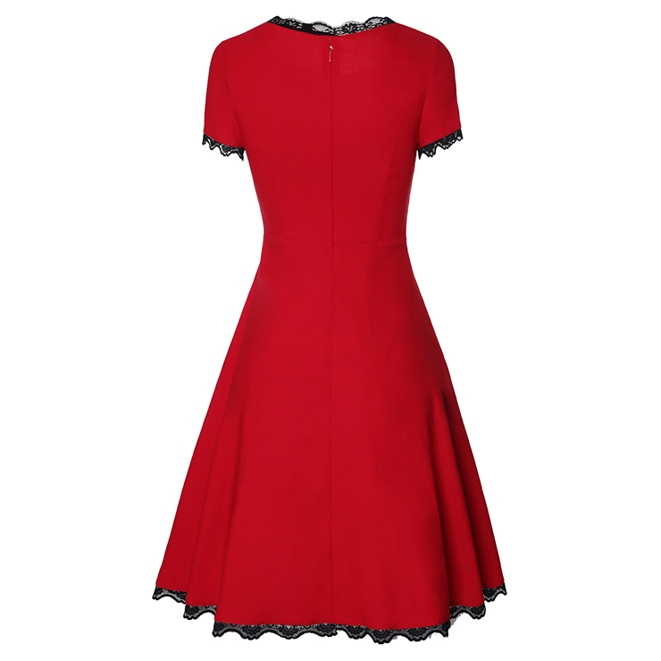 Elegant Swing Dress, Retro Lace Trim Dresses for Women 1960, Vintage Dresses 1950