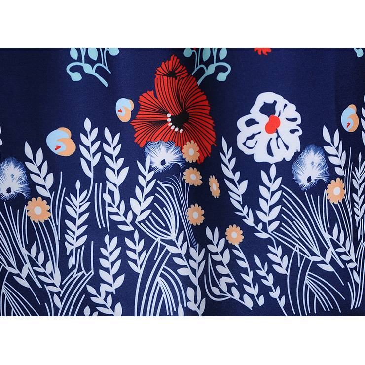 Fashion Flower Print Dresses for Women, Sexy Dresses for Women Cocktail Party, Vintage High Waist Dress, Flower Patterns Dress, Long Sleeves Swing Daily Dress, Vintage Floral Print Swing Dress, Long Sleeves Evening Dress, #N18288