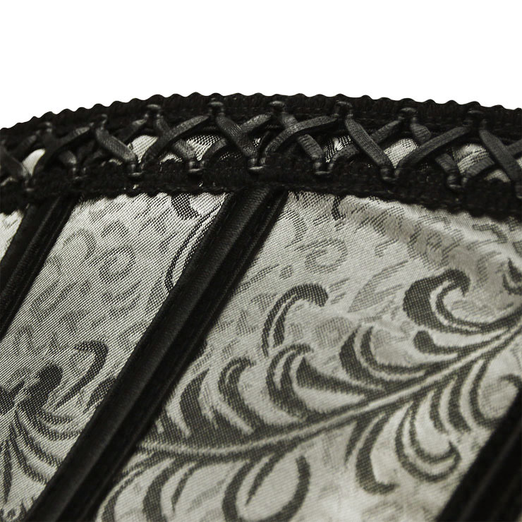 Victorian Gothic Corset for Women, Silver Jacquard Corset, Vintage Strapless Overbust Corset, Gothic Retro Overbust Corset for Women, #N16212
