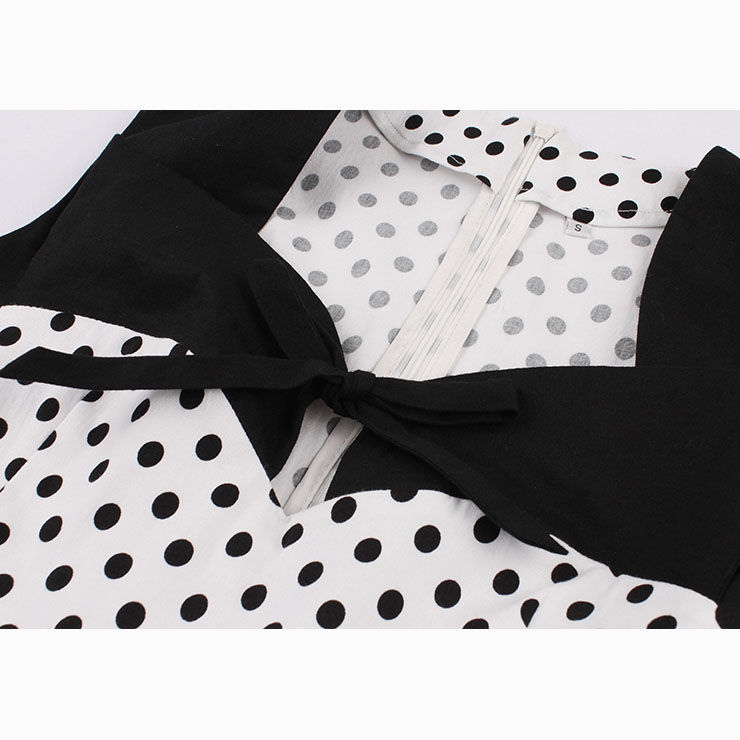 Sleeveless Dress, Sweetheart Neckline Dress, Plus Size Dress, Vintage Dress for Women, Midi Dress, Dot Print Dress, Elegant Dresses for Women, Back Zipper Dress, #N15505
