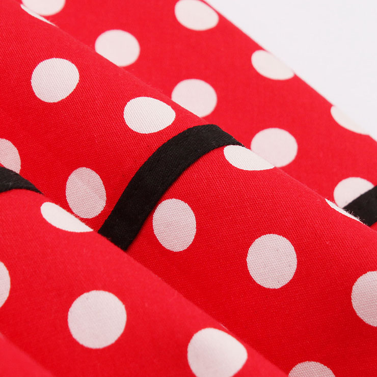 Sleeveless Dress, Sweetheart Neckline Dress, Plus Size Dress, Vintage Dress for Women, Midi Dress, Red Dot Print Dress, Elegant Dresses for Women, Back Zipper Dress Red, #N15581