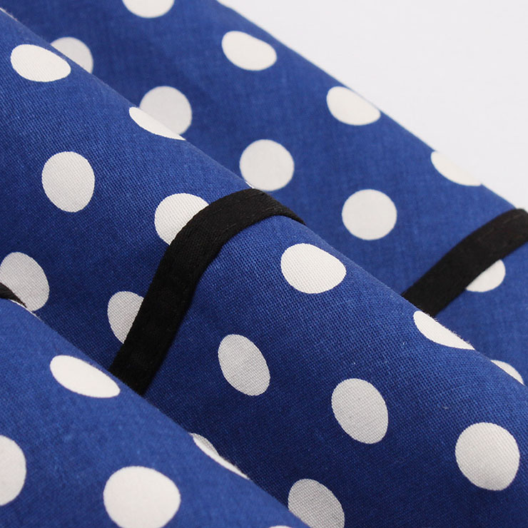 Sleeveless Dress, Sweetheart Neckline Dress, Plus Size Dress, Vintage Dress for Women, Midi Dress, Blue Dot Print Dress, Elegant Dresses for Women, Back Zipper Dress Blue, #N15582